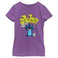 thumbnail image 1 of Girl's Lilo & Stitch Aloha Wavy Text Graphic Tee Purple Berry Medium, 1 of 4