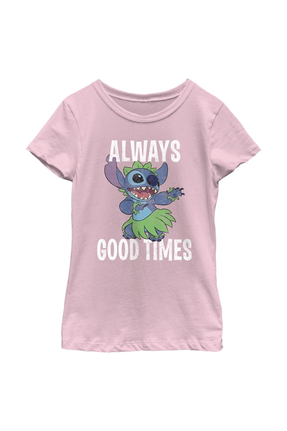 Girl's Lilo & Stitch Always Good Times Graphic Tee Light Pink Large