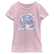Girl's Lilo & Stitch Angel It's My Birthday Graphic Tee Light Pink X Small