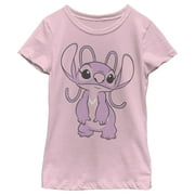 Girl's Lilo & Stitch Angel Large Portrait Graphic Tee Light Pink Large