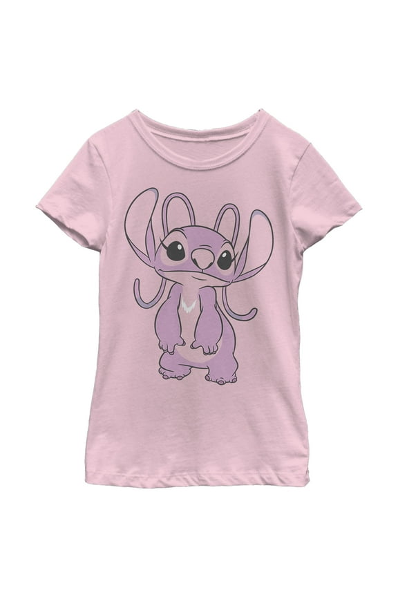 Girl's Lilo & Stitch Angel Large Portrait Graphic Tee Light Pink Large