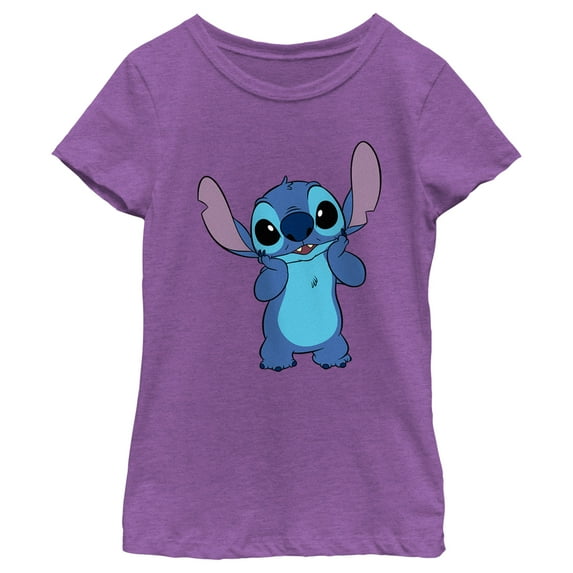 Girl's Lilo & Stitch Bashful Stitch Graphic Tee Purple Berry Medium