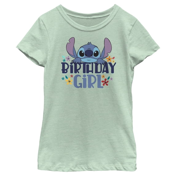 Girl's Lilo & Stitch Birthday Girl Stitch Graphic Tee Mint X Small