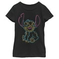thumbnail image 1 of Girl's Lilo & Stitch Bright Neon Outline  Graphic Tee Black X Large, 1 of 4