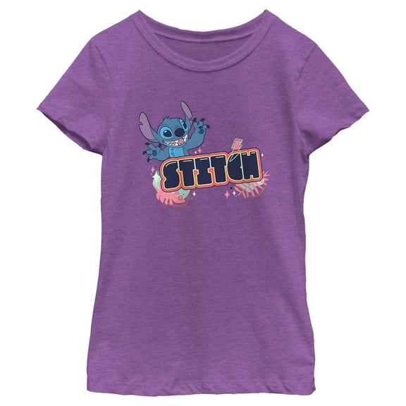Girl's Lilo & Stitch Bubble Stitch Name  Graphic Tee Purple Berry X Large