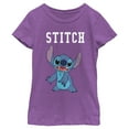 thumbnail image 1 of Girl's Lilo & Stitch Collegiate Stitch Graphic Tee Purple Berry X Small, 1 of 4
