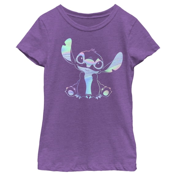 Lilo & Stitch Girls' Colorful Stitch Rainbow Graphic Tee, Comfortable ...