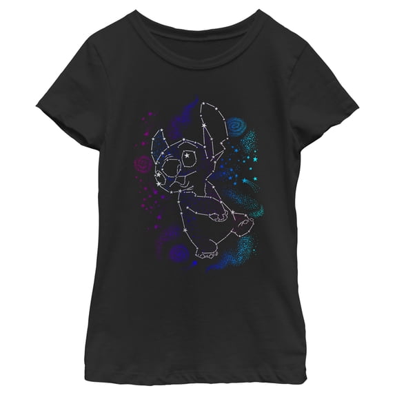 Girl's Lilo & Stitch Constellation of Stitch Graphic Tee Black Small