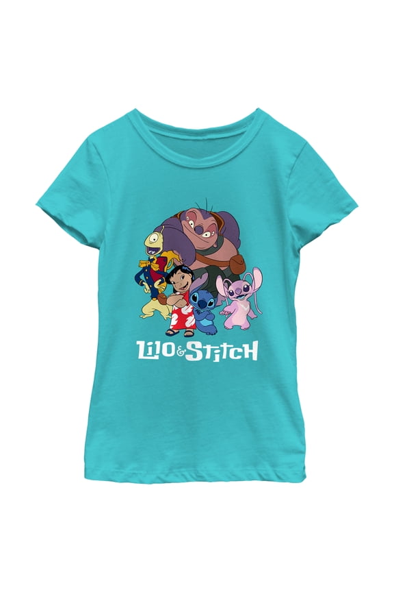 Girl's Lilo & Stitch Crew Logo Graphic Tee Tahiti Blue X Small