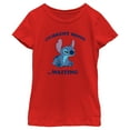 thumbnail image 1 of Girl's Lilo & Stitch Current Mood Waiting  Graphic Tee Red Small, 1 of 5