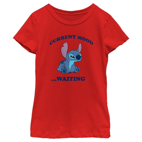 Girl's Lilo & Stitch Current Mood Waiting Graphic Tee Red Small