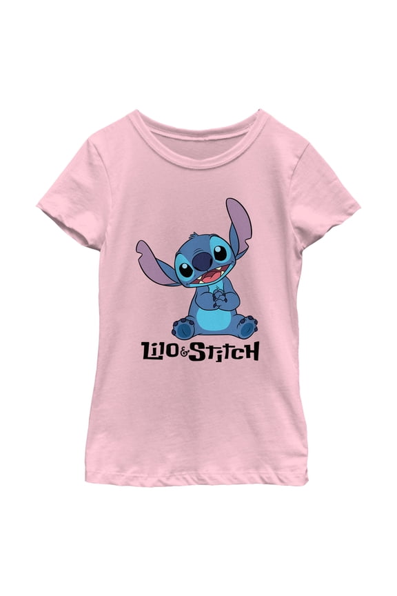 Girl's Lilo & Stitch Cute Logo Graphic Tee Light Pink Medium