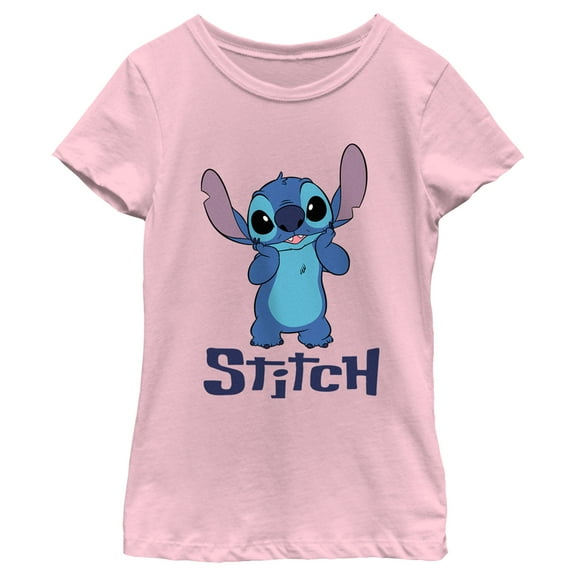 Girl's Lilo & Stitch Cute Portrait Stitch  Graphic Tee Light Pink X Large