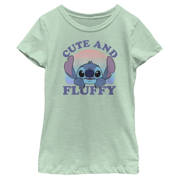 Girl's Lilo & Stitch Cute and Fluffy Graphic Tee Mint Large