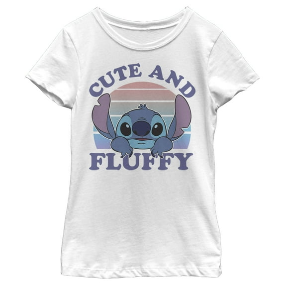 Girl's Lilo & Stitch Cute and Fluffy Graphic Tee White Small
