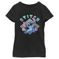 thumbnail image 1 of Girl's Lilo & Stitch Distressed Checkerboard Stitch Graphic Tee Black X Large, 1 of 9
