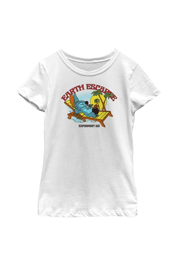 Girl's Lilo & Stitch Earth Escape Experiment 626 Graphic Tee White Large