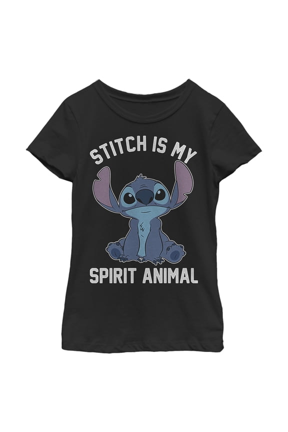 Girl's Lilo & Stitch Experiment 626 Spirit Animal Graphic Tee Black Medium