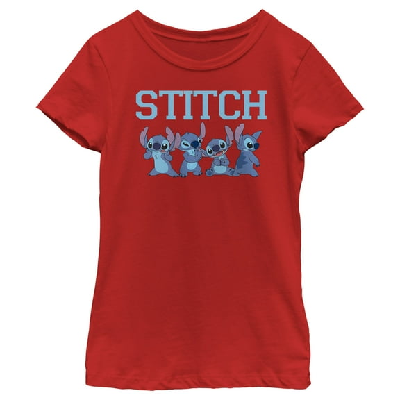 Girl's Lilo & Stitch Faces of Stitch  Graphic Tee Red X Large