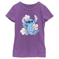 thumbnail image 1 of Girl's Lilo & Stitch Floral Stitch Graphic Tee Purple Berry Medium, 1 of 10