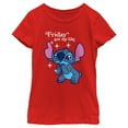 thumbnail image 1 of Girl's Lilo & Stitch Friday Got Me Like Graphic Tee Red Small, 1 of 5