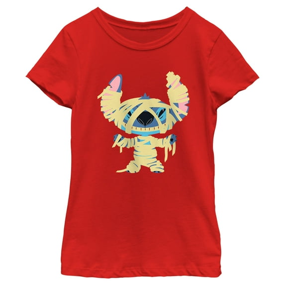 Girl's Lilo & Stitch Halloween Mummy Stitch Graphic Tee Red X Large