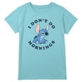 thumbnail image 1 of Girl's Lilo & Stitch I Don't Do Mornings Stitch  Graphic Tee Blue Large Plus, 1 of 3