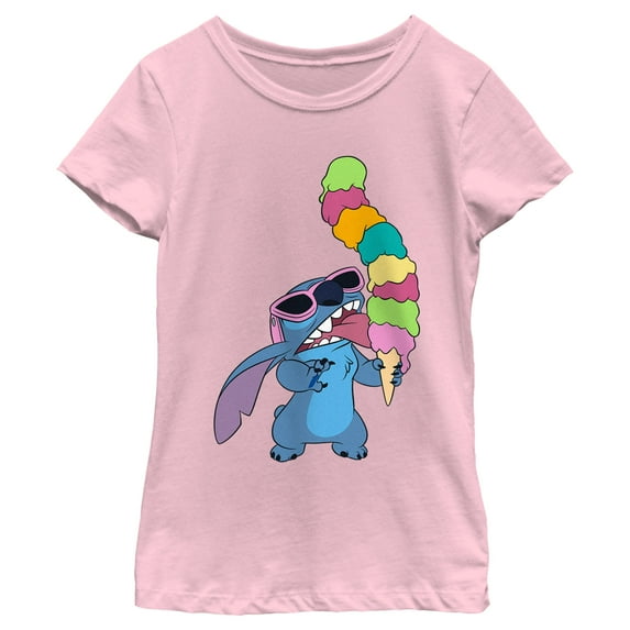 Girl's Lilo & Stitch Ice Cream Lover Stitch Graphic Tee Light Pink Small