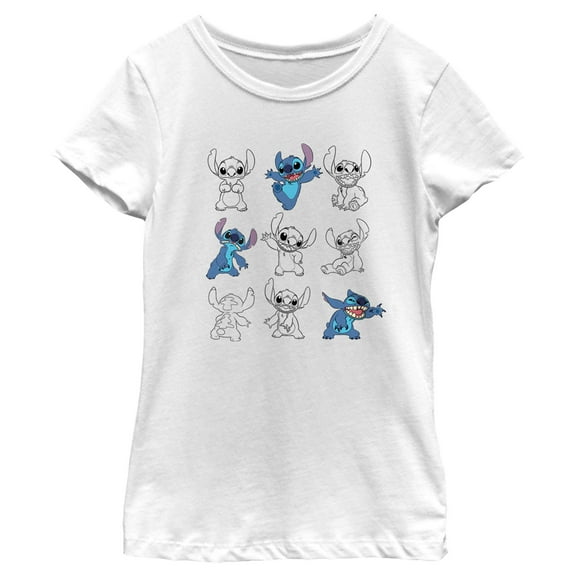 Girl's Lilo & Stitch Iconic Poses  Graphic Tee White Medium