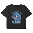 thumbnail image 1 of Girl's Lilo & Stitch It’s Ok to Be Weird Graphic Cropped T-Shirt Black X Small, 1 of 3