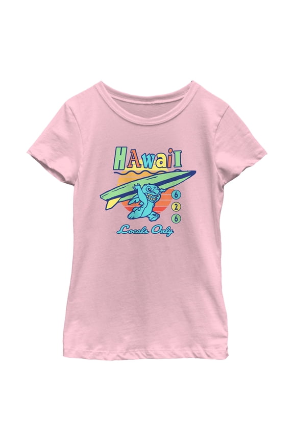 Girl's Lilo & Stitch Locals Only Experiment 626 Graphic Tee Light Pink Large