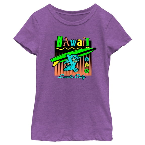 Girl's Lilo & Stitch Locals Only Hawaii  Graphic Tee Purple Berry Medium
