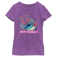 thumbnail image 1 of Girl's Lilo & Stitch Merry Stitchmas  Graphic Tee Purple Berry X Large, 1 of 4