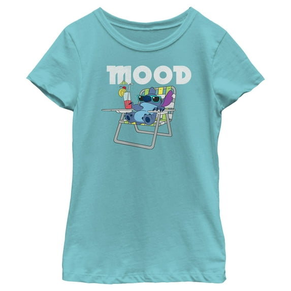 Girl's Lilo & Stitch Mood Relaxing Stitch Graphic Tee Tahiti Blue X Small