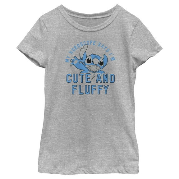 Girl's Lilo & Stitch My Horoscope Says I'm Cute and Fluffy  Graphic Tee Athletic Heather Medium