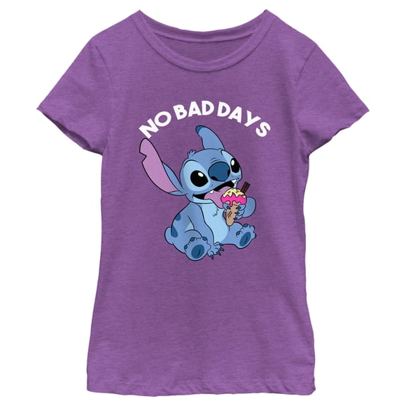 Girl's Lilo & Stitch No Bad Days  Graphic Tee Purple Berry Medium