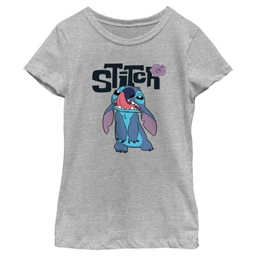Girl's Lilo & Stitch Nose Picker Stitch  Graphic Tee Athletic Heather Small