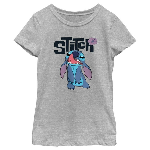 Girl's Lilo & Stitch Nose Picker Stitch Graphic Tee Athletic Heather Small