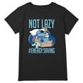 thumbnail image 1 of Girl's Lilo & Stitch Not Lazy, Saving Energy  Graphic Tee Black Medium Plus, 1 of 3