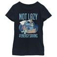 thumbnail image 1 of Girl's Lilo & Stitch Not Lazy, Saving Energy Graphic Tee Navy Blue X Large, 1 of 4