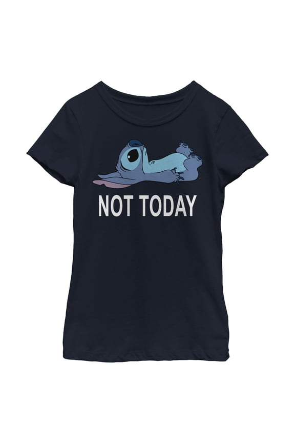 Girl's Lilo & Stitch Not Today Graphic Tee Navy Blue Medium