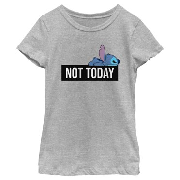 Girl's Lilo & Stitch Not Today Tired Stitch  Graphic Tee Athletic Heather X Large