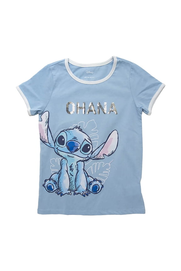 Girl's Lilo & Stitch Ohana Front and Back Graphic T-Shirt