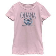 Girl's Lilo & Stitch Ohana Means Family University  Graphic Tee Light Pink X Large