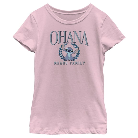 Girl's Lilo & Stitch Ohana Means Family University  Graphic Tee Light Pink X Small