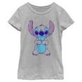 thumbnail image 1 of Girl's Lilo & Stitch Outlined Stitch Sketch Graphic Tee Athletic Heather X Small, 1 of 5