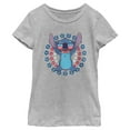 thumbnail image 1 of Girl's Lilo & Stitch Patriotic Hibiscus Circles Graphic Tee Athletic Heather Large, 1 of 5