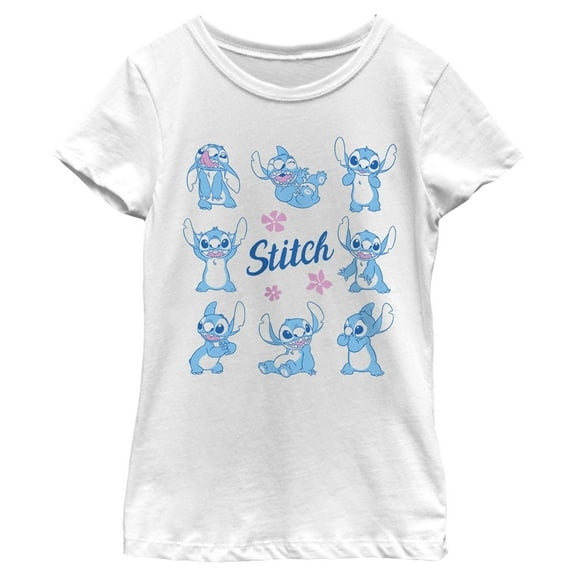 Girl's Lilo & Stitch Phases of Stitch  Graphic Tee White X Large