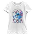 thumbnail image 1 of Girl's Lilo & Stitch Pink and Blue Aloha  Graphic Tee White Large, 1 of 4