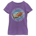 thumbnail image 1 of Girl's Lilo & Stitch Pudge Controls the Weather  Graphic Tee Purple Berry Small, 1 of 4